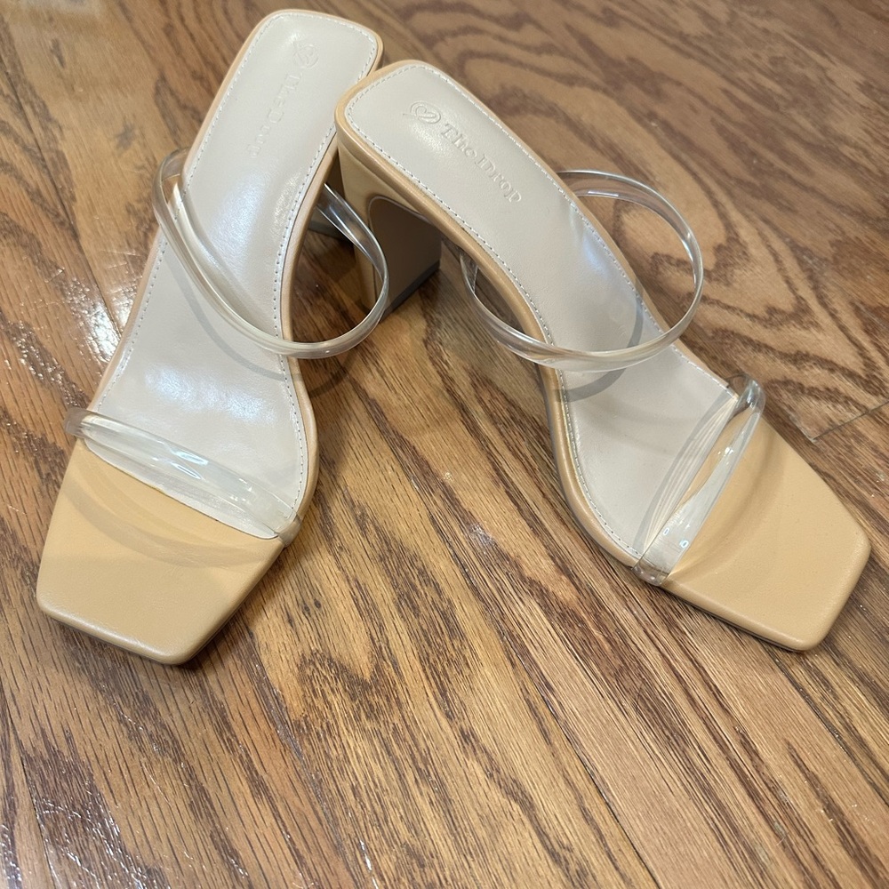 Tan Heels with Clear Straps